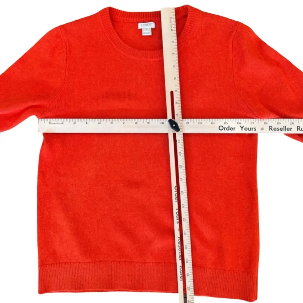 J. Crew Orange Tangerine Wool Blend Crew Neck Flared Cuff Sleeve Sweater Size S